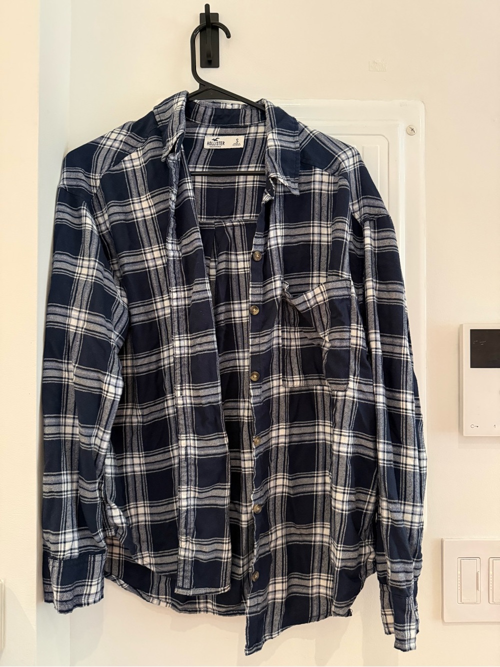 Hollister Navy and White Plaid Button-Down Shirt
